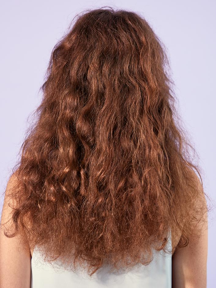 Back profile look of hair before product use