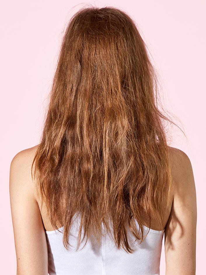 Back profile look of hair before product use