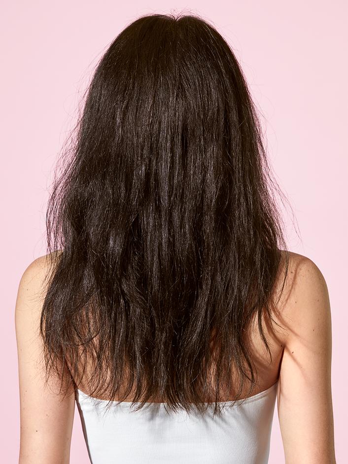 Back profile look of hair before product use